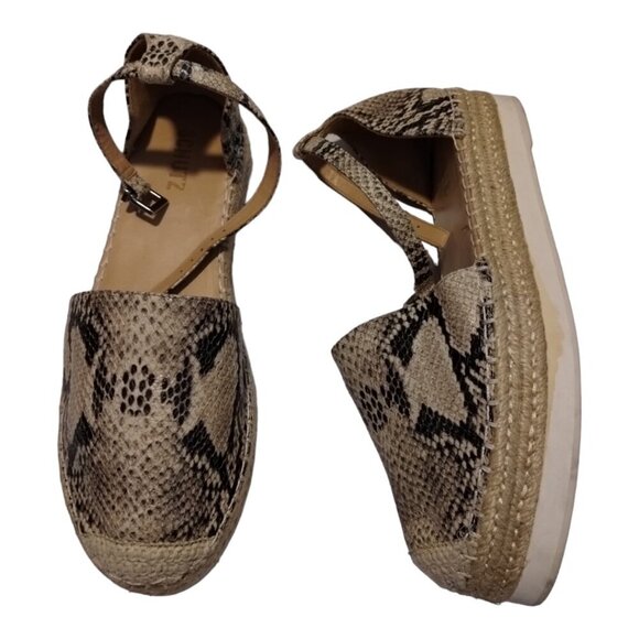 Schutz Women's Leather Snake‎ Print Darla Esparille Platform Sandals Size 10B - Picture 2 of 7